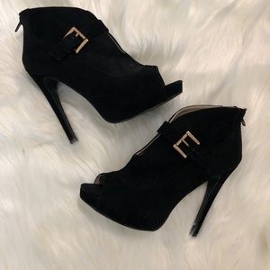 Size 8 Black Peep-Toe Heels